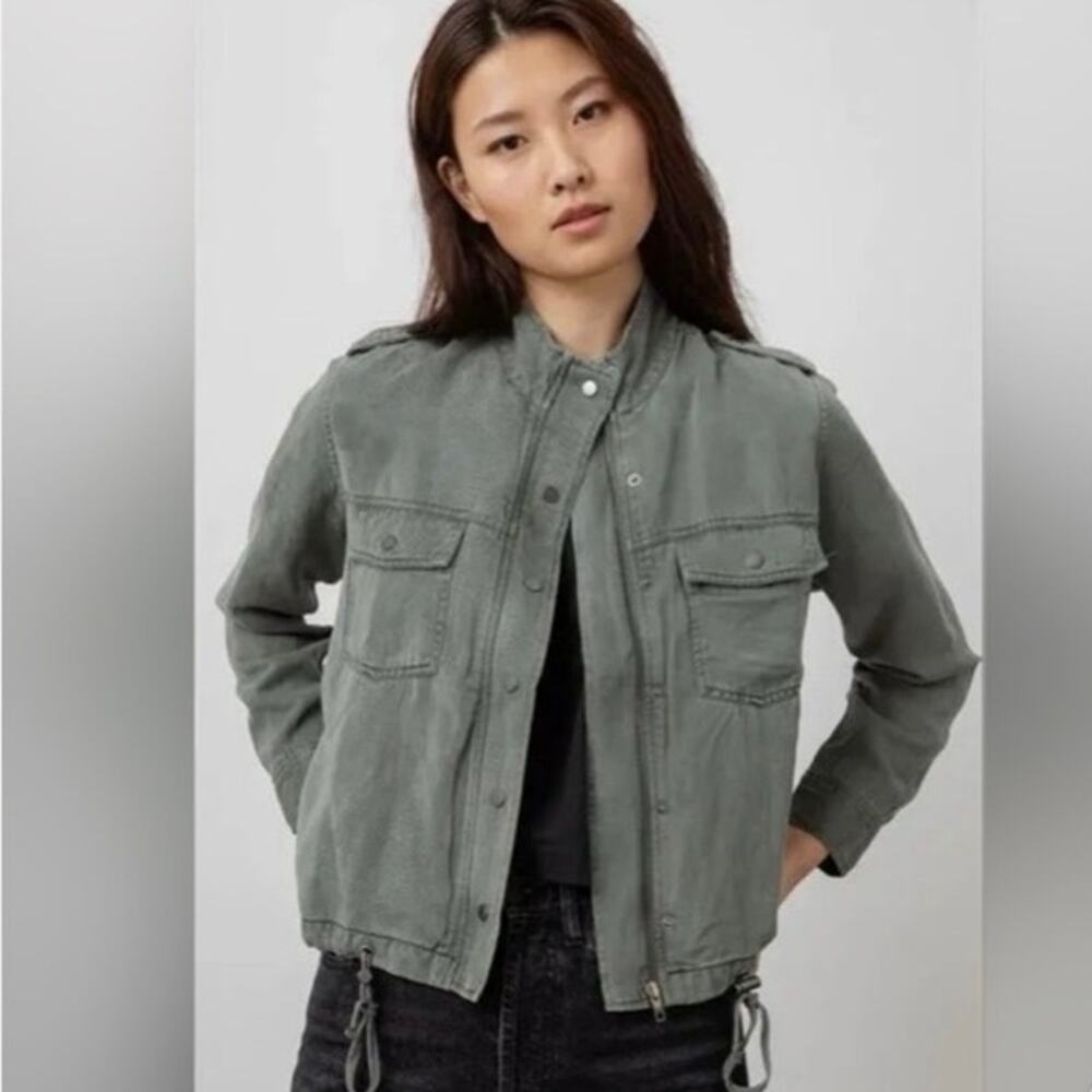 Rails Collins Utility Jacket Linen Blend Military Green medium